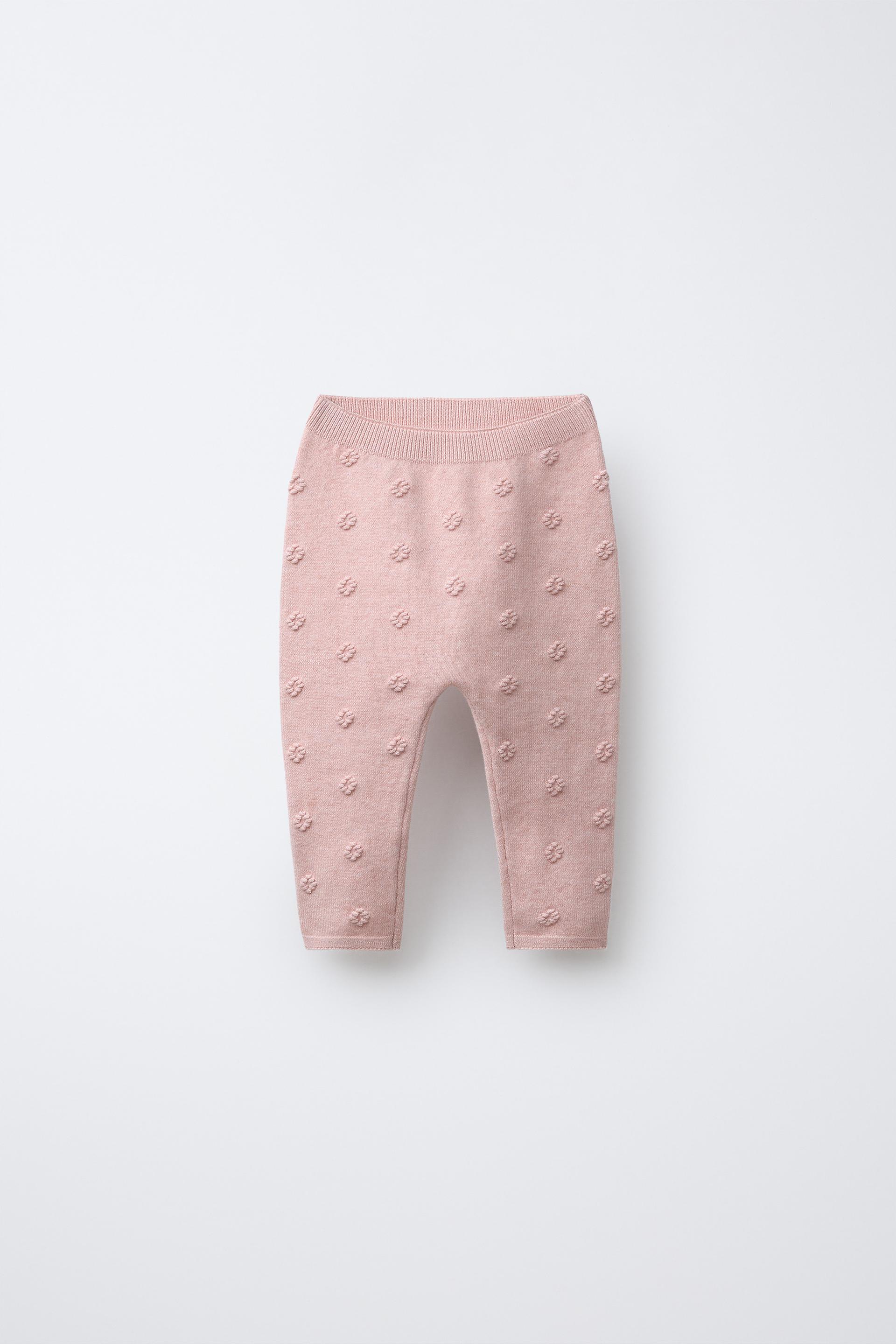 Knit Leggings With Embroidered Flowers