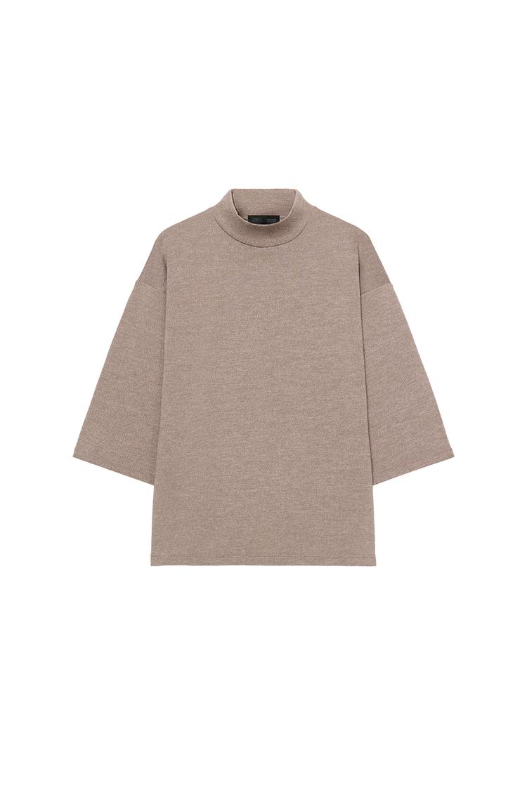 Piqué High Neck T-Shirt