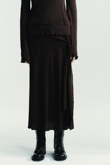 JUPE MIDI SOFT - Marron chocolat de Zara - Image 2
