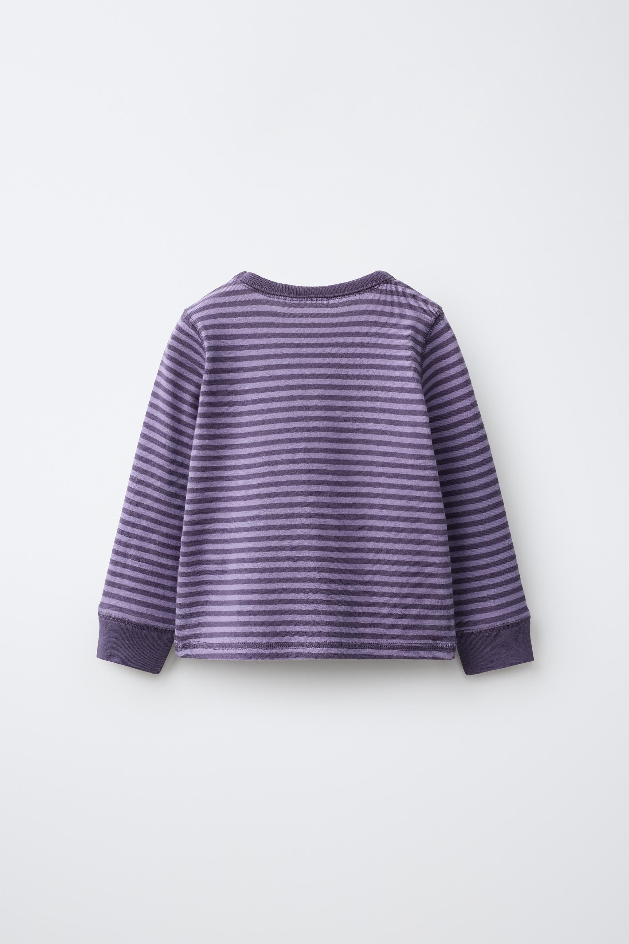 STRIPED EMBROIDERED HEART T-SHIRT — Mauve