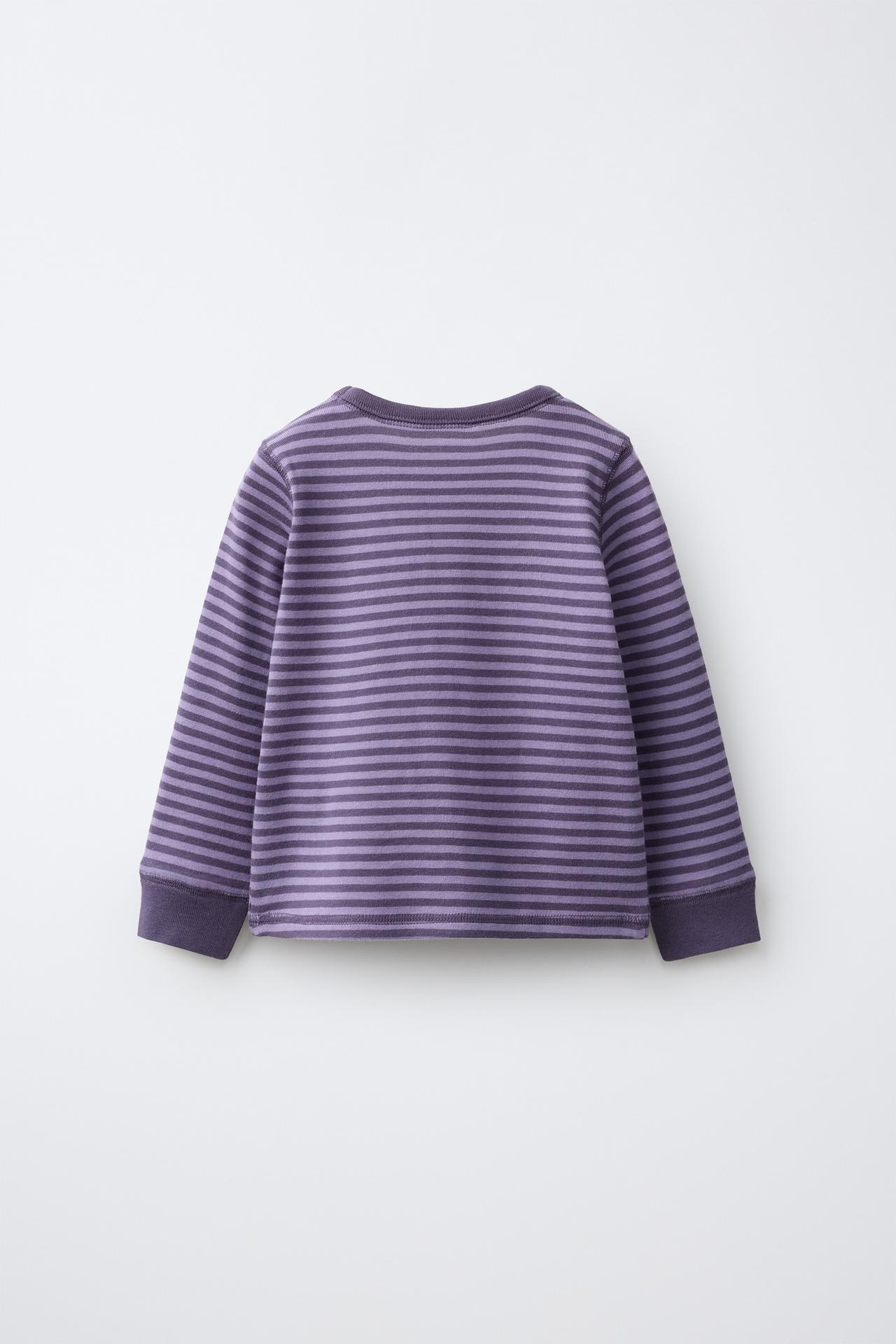 STRIPED EMBROIDERED HEART T-SHIRT — Mauve