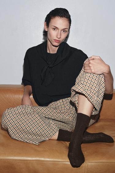 Zara WOOL BLEND RIB SOCKS - Brown