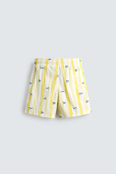 MAILLOT DE BAIN LONG À IMPRIMÉ POISSONS - Blanc de Zara - Image 1