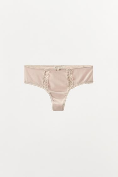 POINTELLE LACE-TRIMMED BRIEFS - Pale pink by Zara - Image 1
