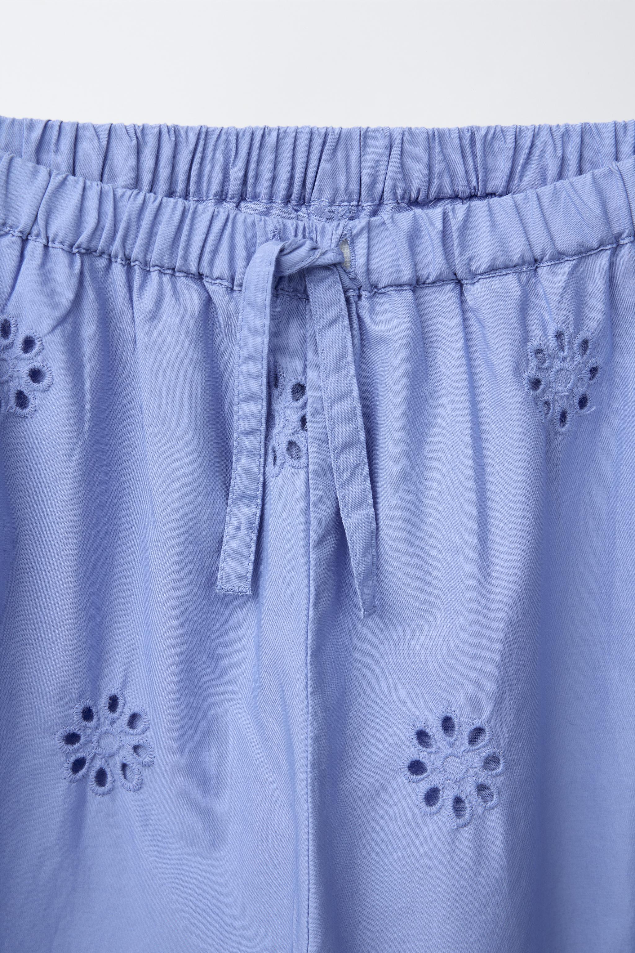 STRAIGHT LEG EMBROIDERED PANTS - Cornflower blue | ZARA