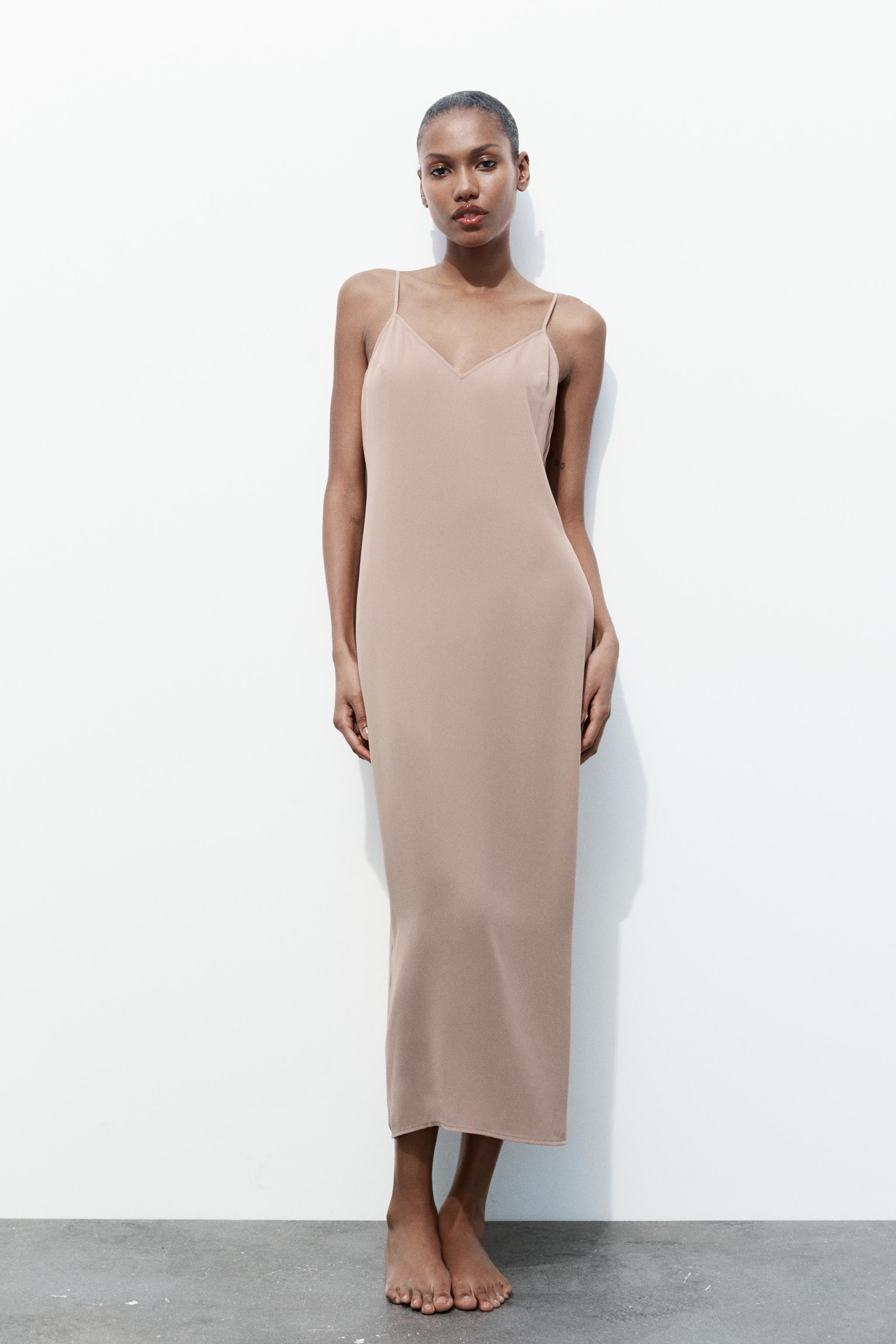 LONG SLIP STYLE DRESS - Beige-pink | ZARA United States