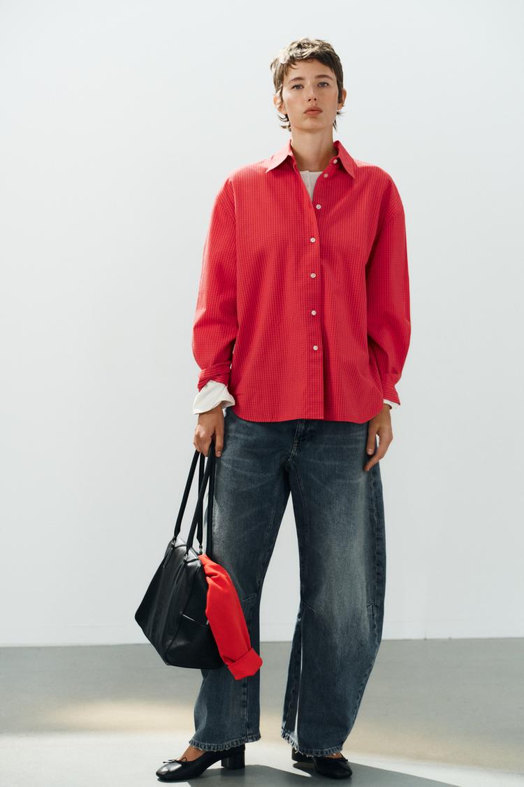OVERSIZE CHECKED POPLIN SHIRT
