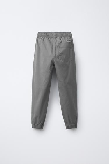 POPLIN JOGGER TROUSERS - Blue / Steel by Zara - Image 1