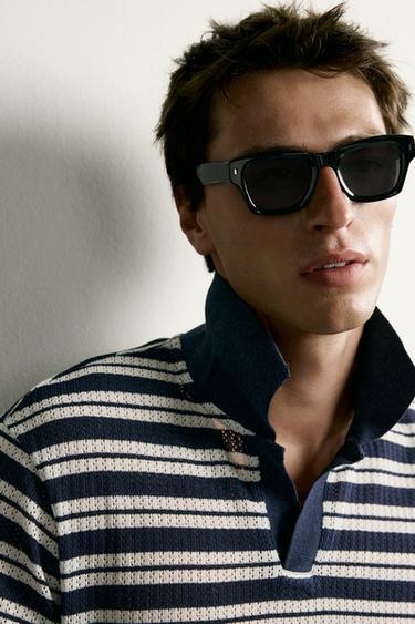 POLO REGULAR FIT À STRUCTURE AJOURÉE - Bleus marine / Écrus de Zara - Image 4