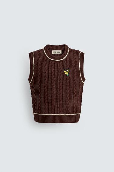 PLUTO PATCH KNIT VEST HARRY LAMBERT FOR ZARA X DISNEY - Brown by Zara
