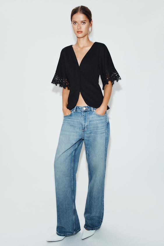 TOP SOFT AMB PUNTA - Negre de Zara - Imatge 0