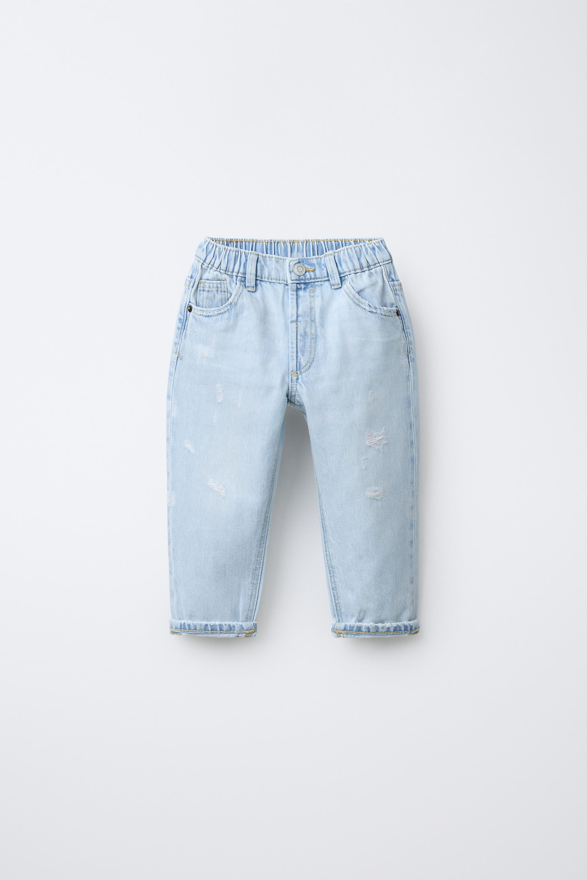 ダメージ加工バギーローライズデニムパンツ - ブルー | ZARA Japan / 日本