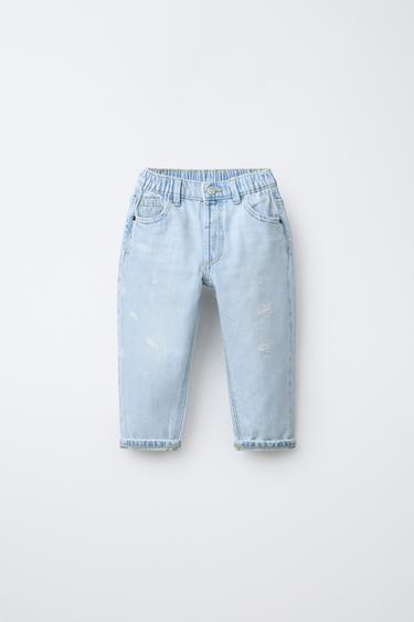 ДЖИНСЫ BAGGY С РАЗРЕЗАМИ — ГОЛУБОЙ от Zara