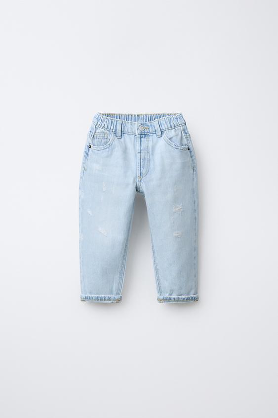 QUẦN JEANS BAGGY CẠP TRỄ RÁCH - Màu xanh nhạt từ Zara - Hình ảnh 0