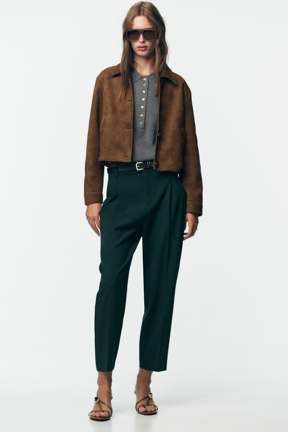 BELTED PLEATED PANTS