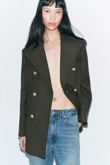 ZW COLLECTION WOOL BLEND COAT - Khaki by Zara