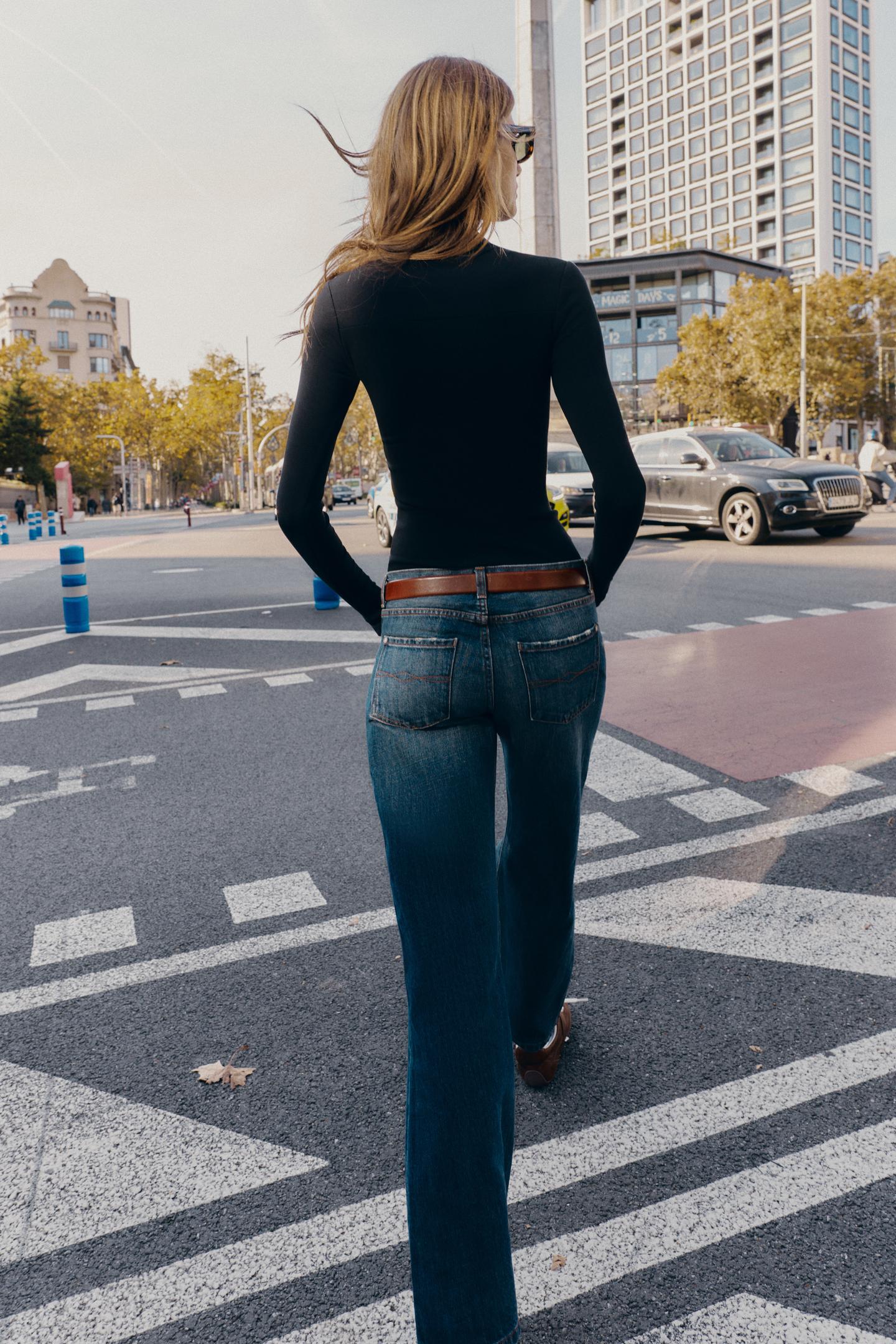 Женская футболка Zara Rib Long Sleeve, цвет: Чёрный — фото 5