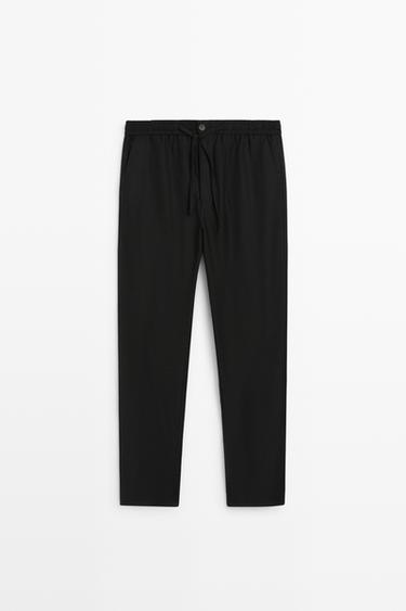 100% wool jogger fit pants — Black 1