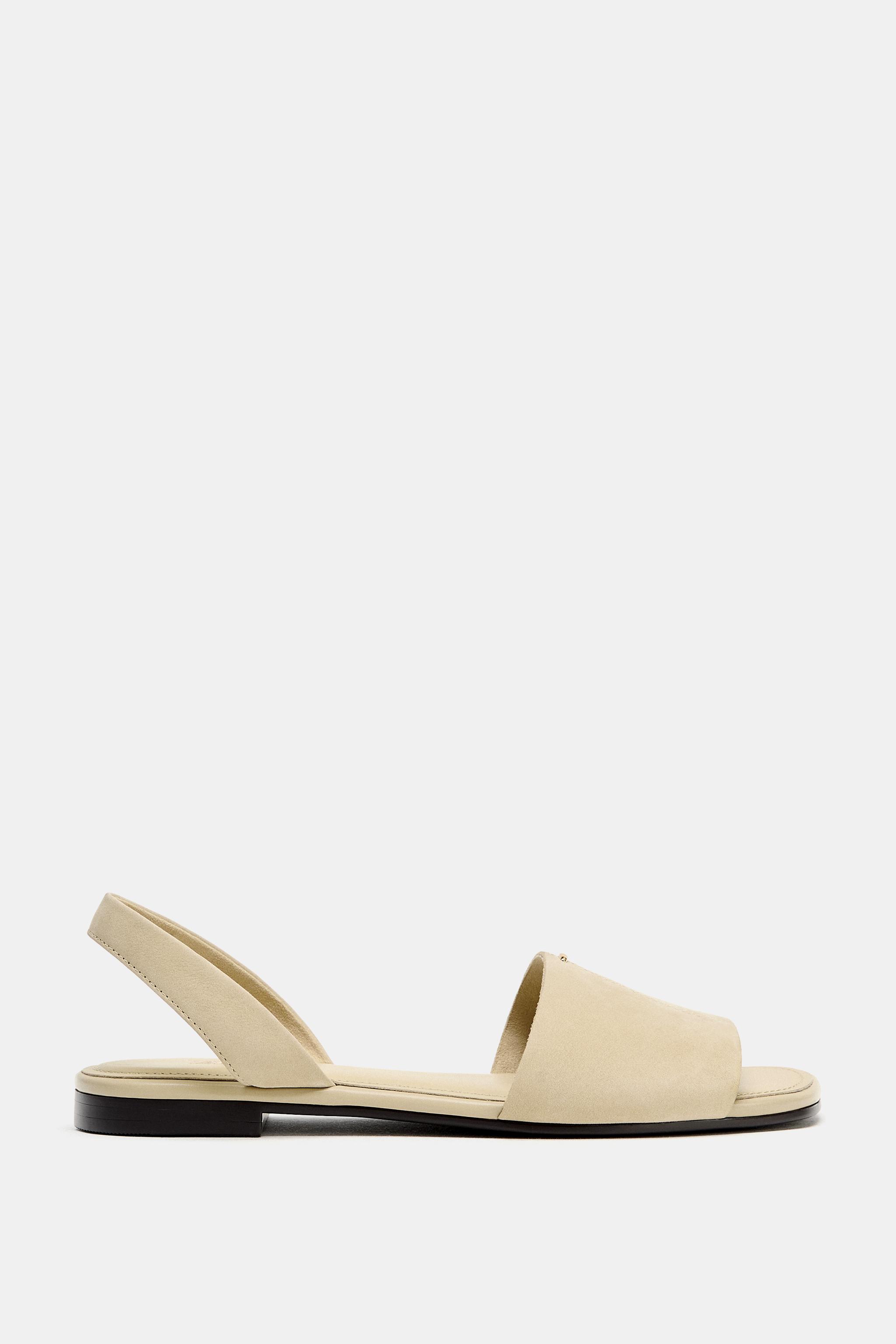 LEATHER STRAP FLAT SANDALS