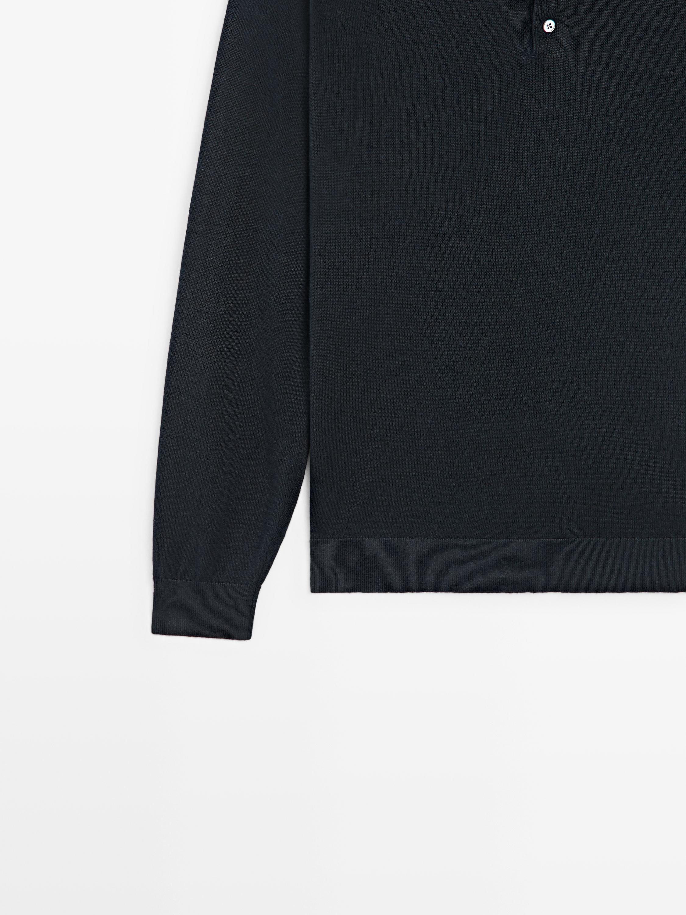 100% linen knit polo collar sweater