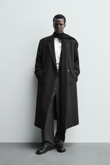 DOUBLE-BREASTED RELAXED FIT COAT - Black by Zara