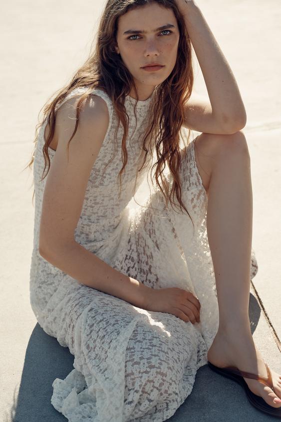 zara white lace dress ZARA WOMAN $109 EMBROIDERED EYELET SHIRT DRESS ZW COLLECTION WHITE | 3129/265