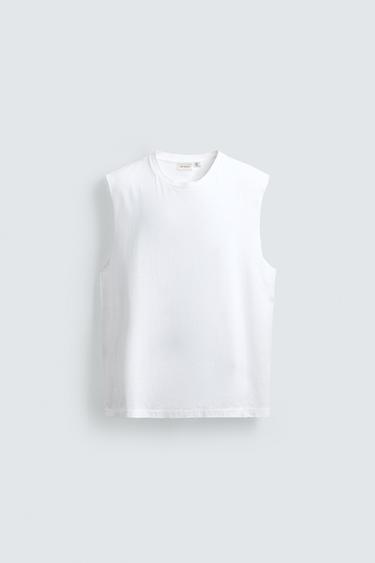 تيشرت TANK LIGHTWEIGHT RELAXED FIT - أبيض الخاص بـ Zara