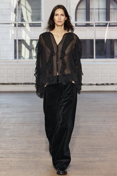 ZW COLLECTION BLOUSE WITH RUFFLES - Black by Zara - Image 0