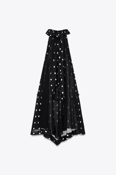 ZW COLLECTION POLKA DOT HALTER TOP - Black / Ecru by Zara - Image 3
