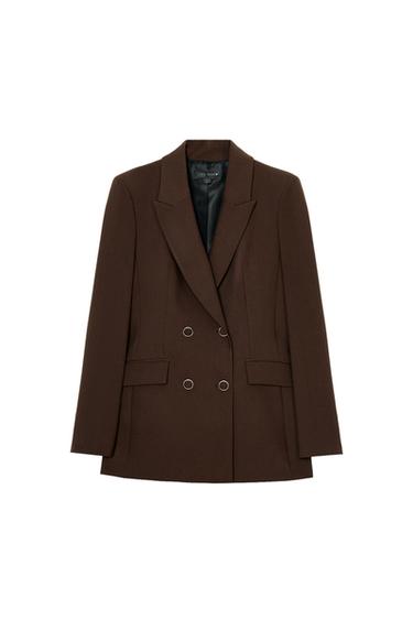 BLAZER CRUZADA HOMBRERAS - Marrón de Zara