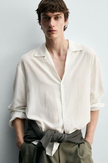 RELAXED FIT FLOWING SHIRT - White by Zara - Image 4