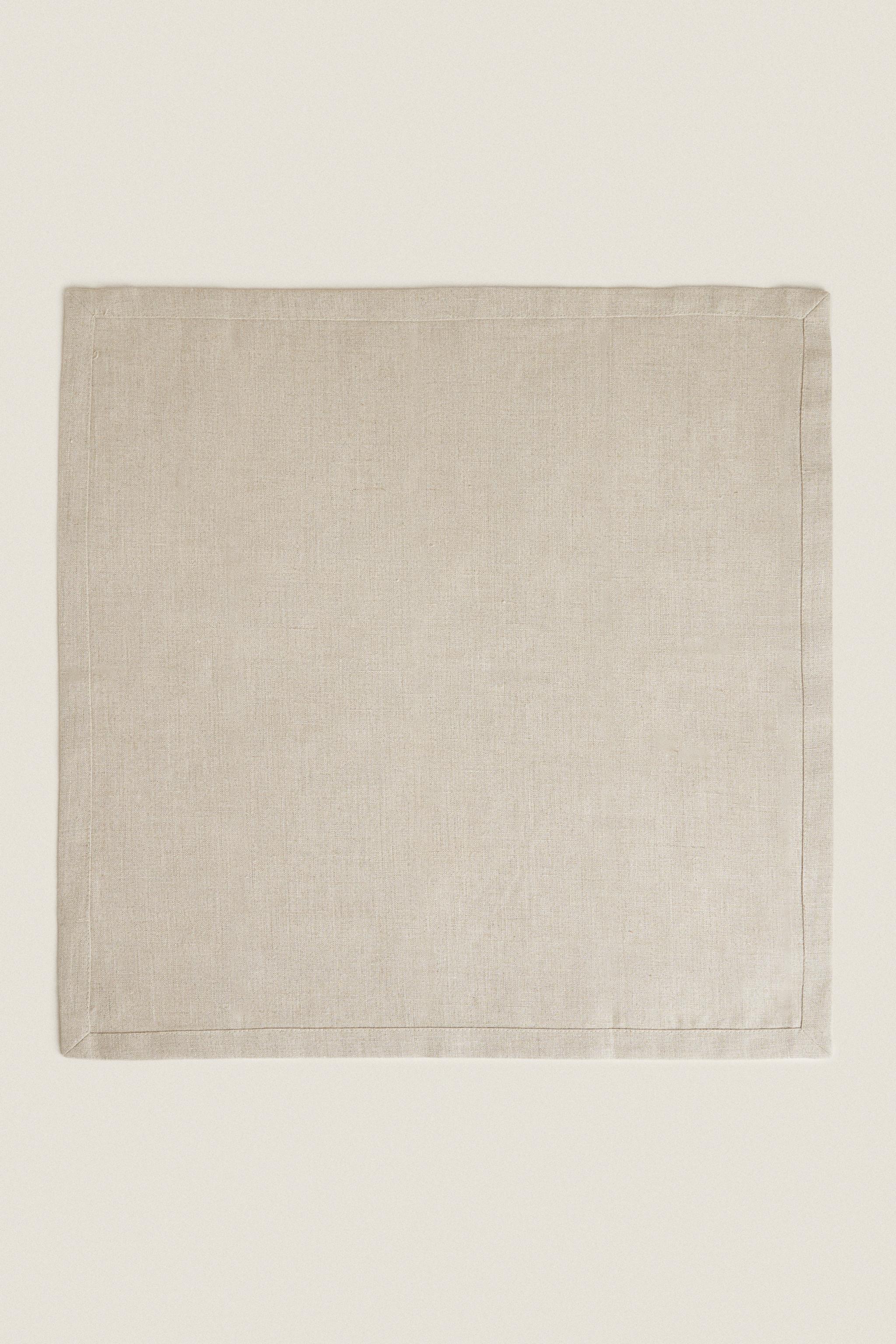 PACK OF PLAIN-COLOURED LINEN NAPKINS — Light beige
