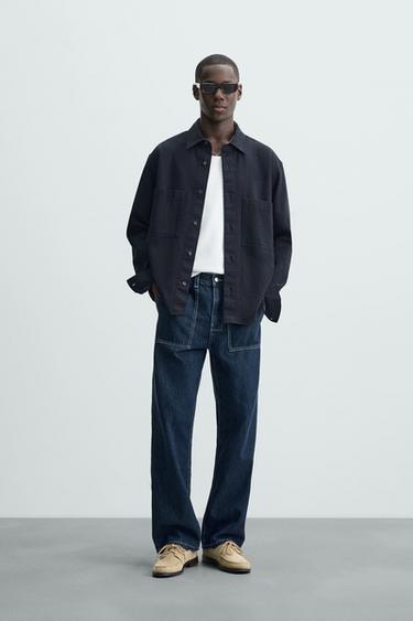 CAMISA LYOCELL - ALGODÓN - Marino de Zara - Imagen 0