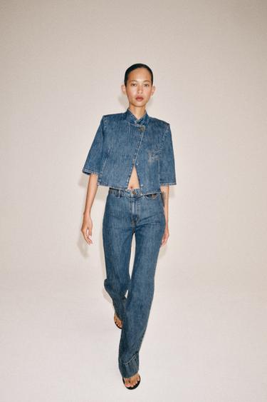 Zaras ZW COLLECTION FLARE-JEANS MED HÖG MIDJA - Blå