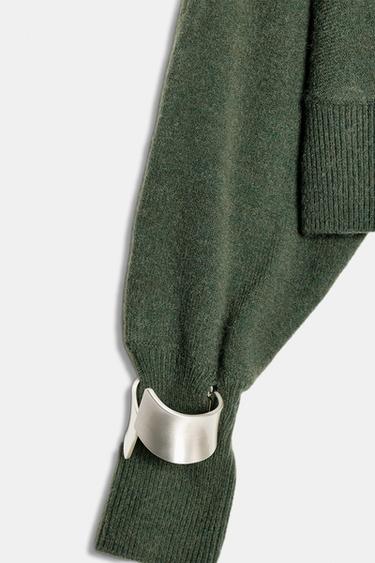 ASYMMETRIC KNIT JUMPER WITH CUFF DETAIL - Mid-green by Zara - Image 7