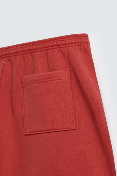WASHED JOGGER BERMUDA SHORTS - Red by Zara - Image 8