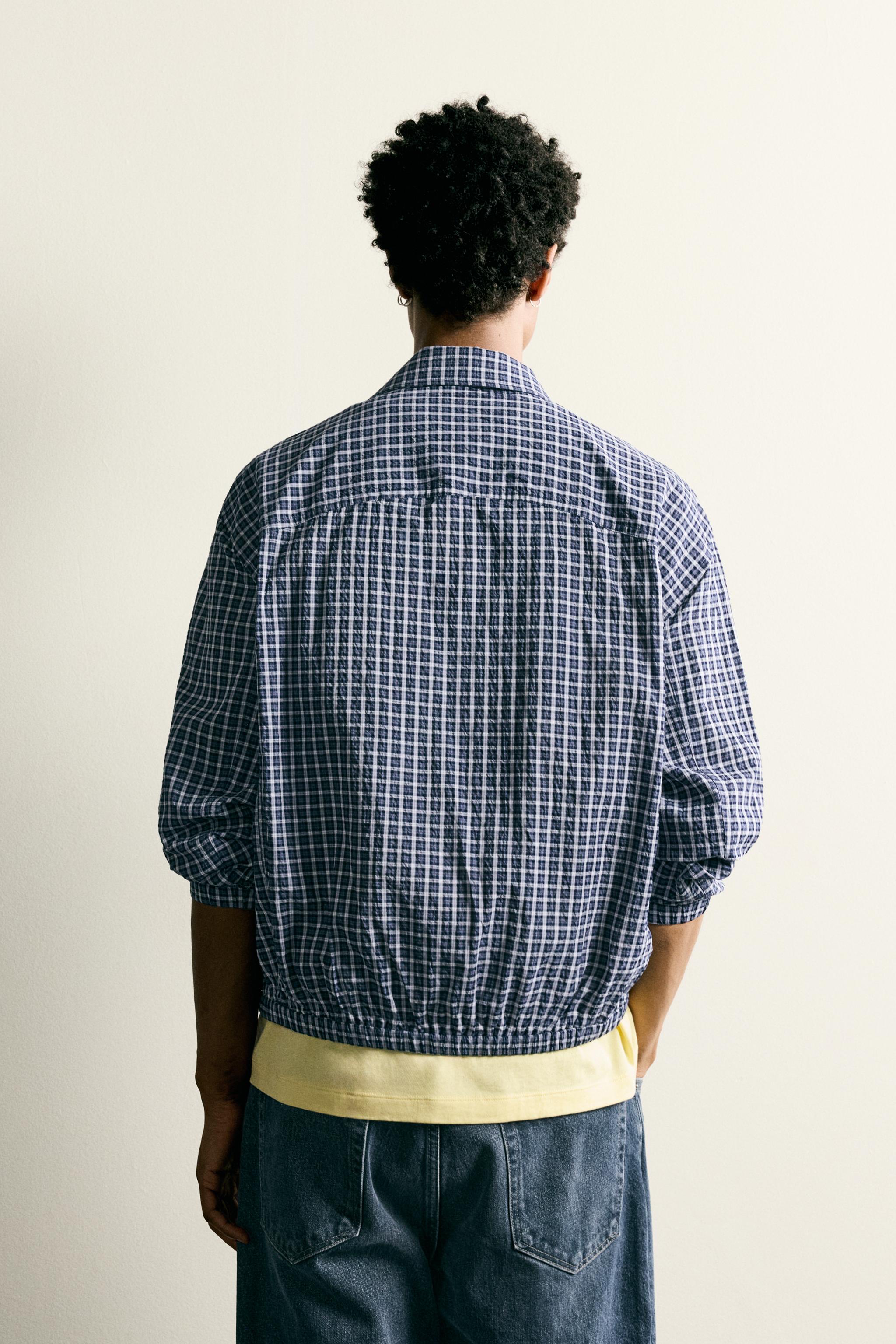TEXTURED PLAID OVERSHIRT