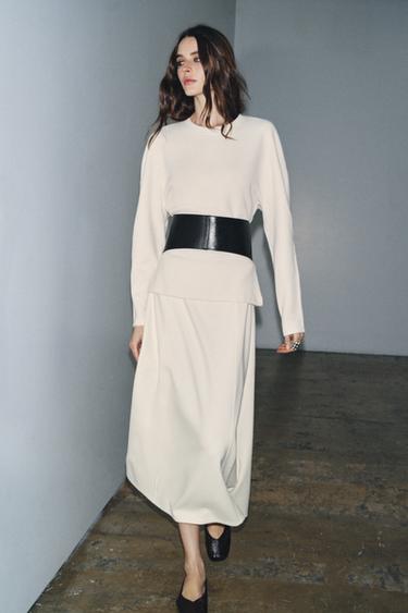 SOFT LONG SKIRT - Ecru by Zara