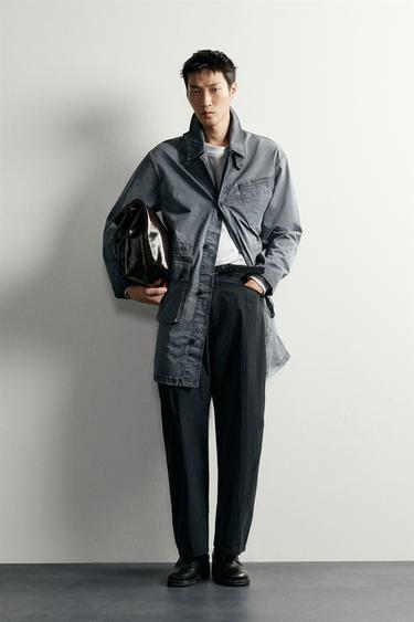 워싱 릴렉스핏 트렌치 코트 - Zara의 워싱 블루 - 이미지 0