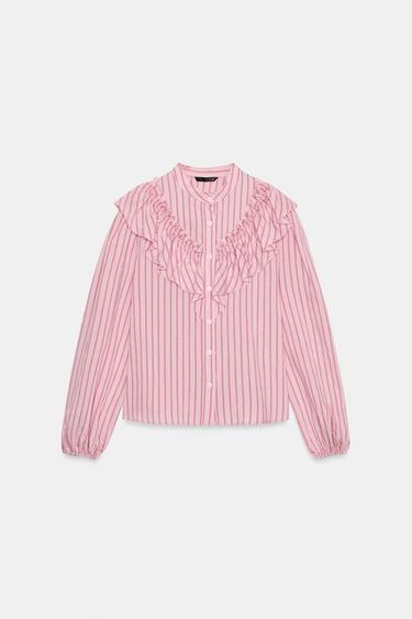STRIPED SHIRT WITH RUFFLES - Pink by Zara - Image 5