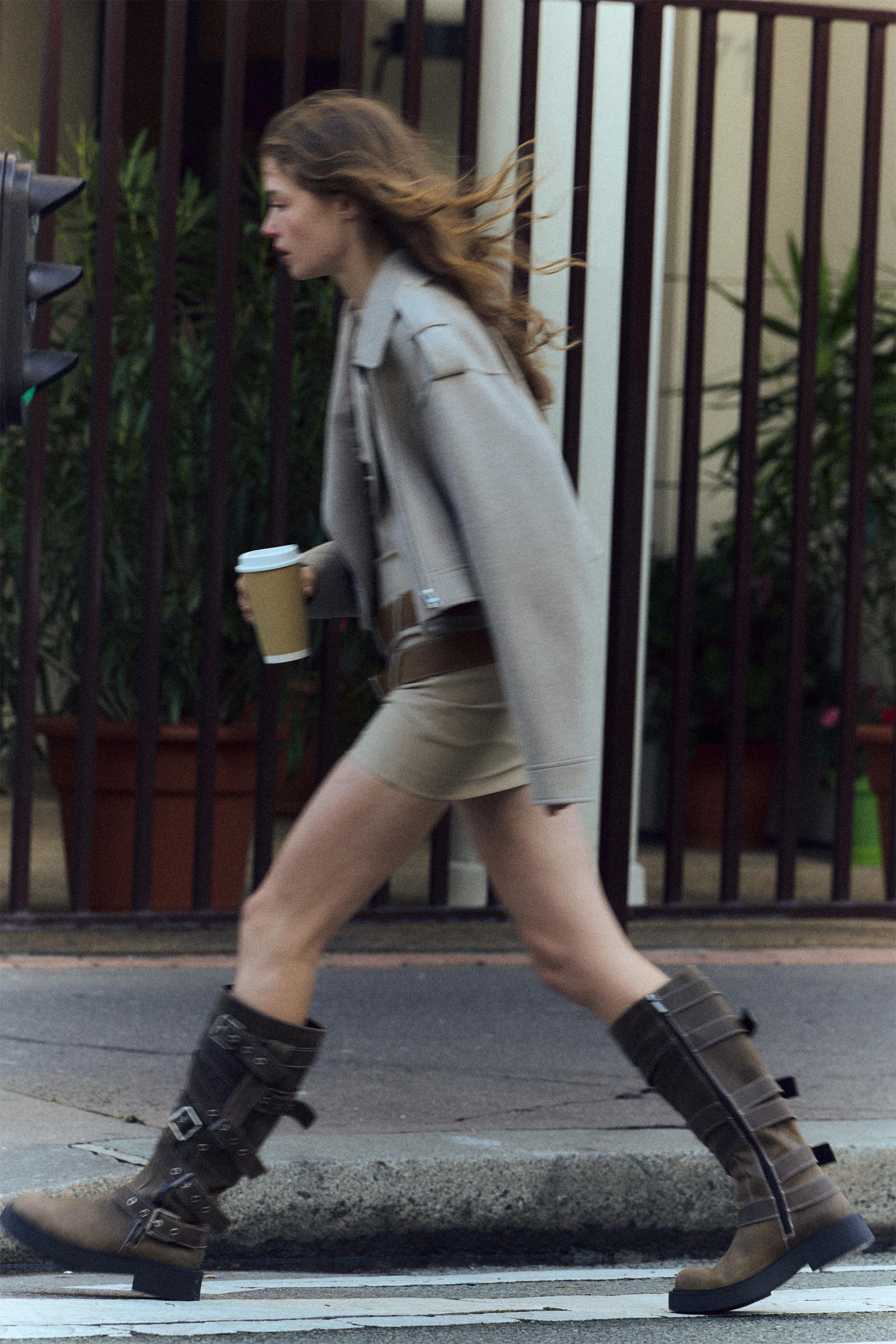 BUCKLED LEATHER KNEE HIGH BOOTS