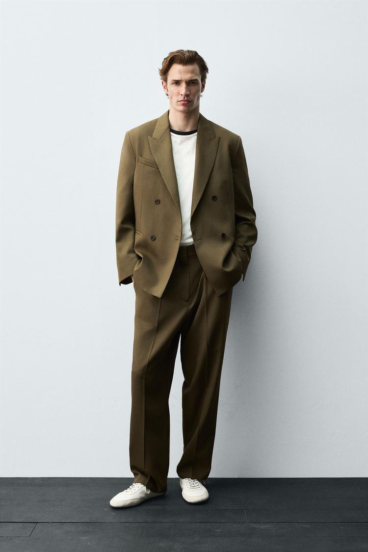 LIMITED EDITION DOUBLE BREASTED SUIT JACKET Dark olive ZARA