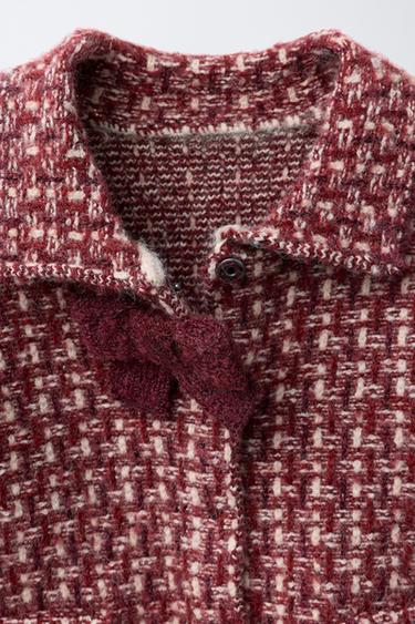 BOW KNIT CARDIGAN - Burgundy by Zara - Image 2