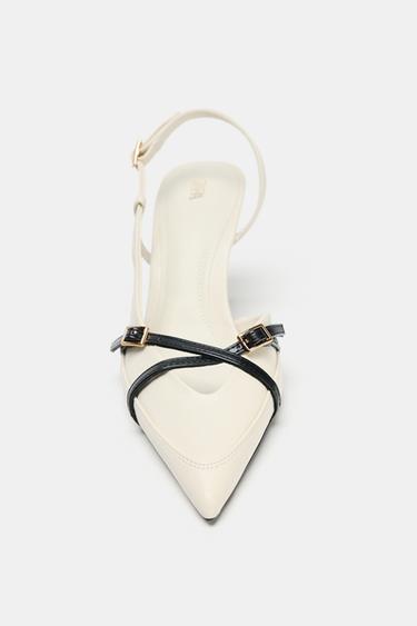 STRAPPY HEELED BUCKLED SHOES - white by Zara - Image 4