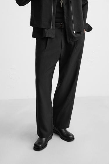 LYOCELL BLEND TROUSERS - Black by Zara - Image 4