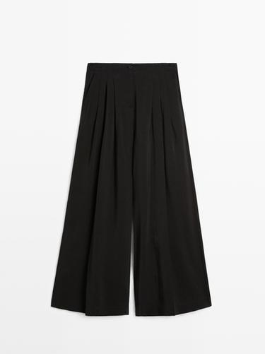 Zara Flowing linen blend trousers - Black