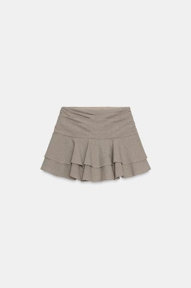 Zara RUFFLED SKORT - Beige