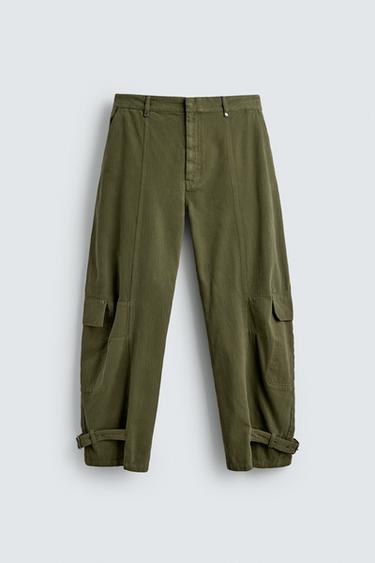 CARGO TROUSERS WITH LEG LOOPS - Green by Zara