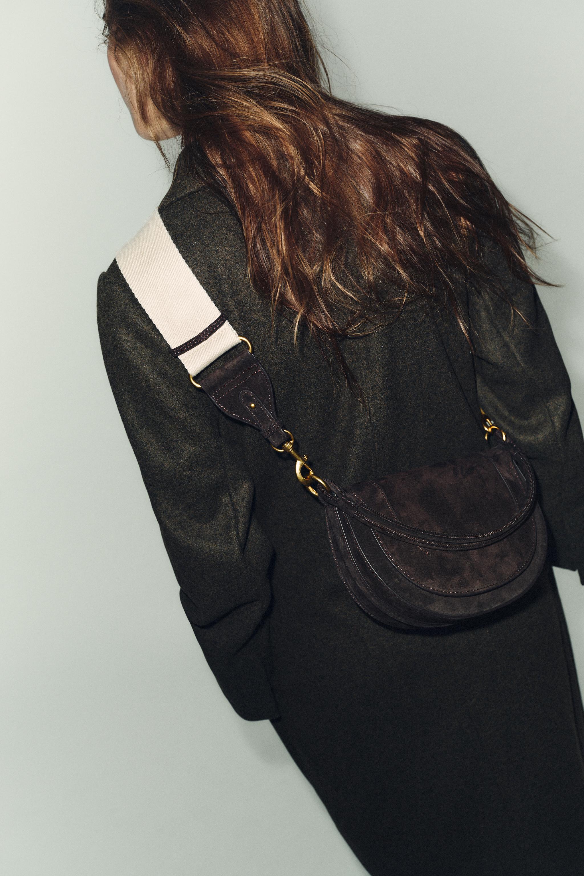 LEATHER CROSSBODY BAG - Chocolate | ZARA India