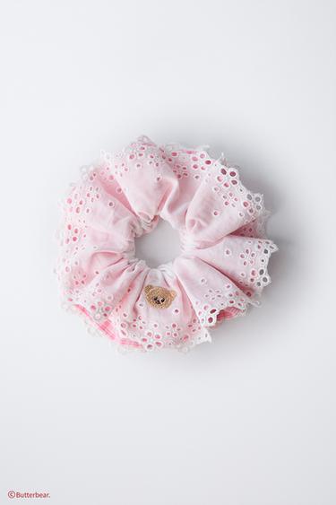 BUTTERBEAR © DOUBLE CHECK AND EMBROIDERED HAIR TIE - Pink by Zara - Image 3